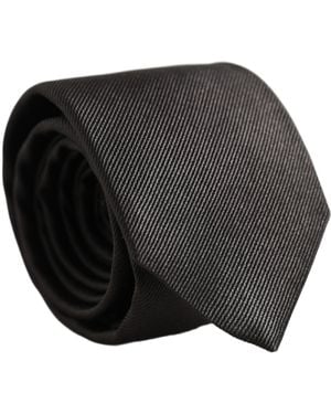 Dolce & Gabbana Men Dark Grey Silk Classic Adjustable Tied Necktie Tie - Black