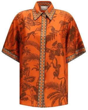 ALÉMAIS Orange Silk Pattern Shirt