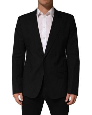 Dolce & Gabbana Black Pinstripe Men Single Breasted Jacket