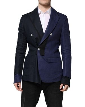 Dolce & Gabbana Double Breasted Suit Coat Blazer - Blue