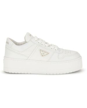 Prada White Calf Leather Bos Taurus Platform Trainers