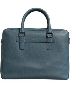 Dolce & Gabbana Blue Logo Double Handle Messenger Briefcase Bag