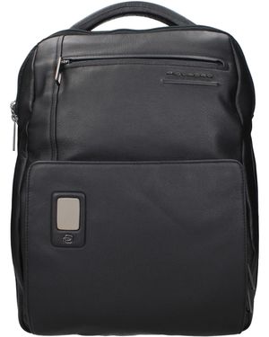 Piquadro Black Leather Backpack