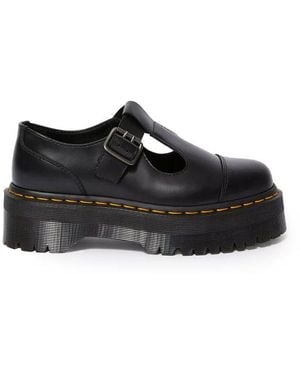 Dr. Martens Black Leather Flat Shoe