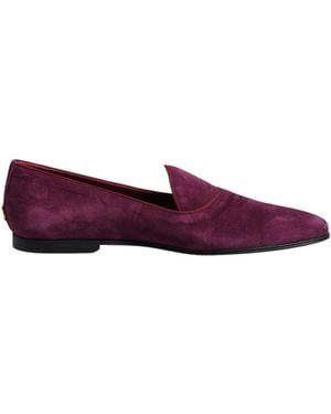Dolce & Gabbana Purple Velvet Slip On Loafers Formal Shoes