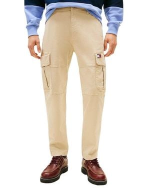 Tommy Hilfiger Beige Recycled Cotton Cargo Trousers - Natural