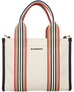 Burberry Beige Fabric Handbag - Red
