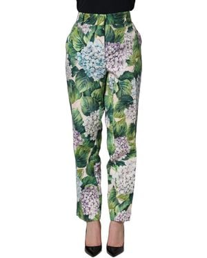 Dolce & Gabbana Multicolour Floral Print Tapered Trouser Trousers - Green