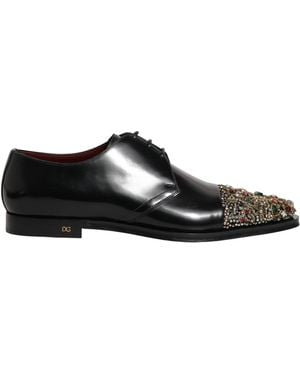Dolce & Gabbana Black Embellished Derby Dress Formal Shoes