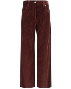 Brunello Cucinelli Straight Velvet Pants - Red