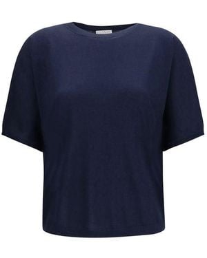 Brunello Cucinelli Blue Cashmere Sleeveles Jumper