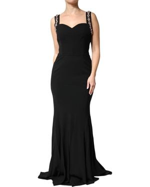 Dolce & Gabbana Black Embellished Bodycon Long Gown Dress
