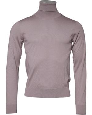 Dolce & Gabbana Brown Cashmere Knitted Men Pullover Sweater - Purple