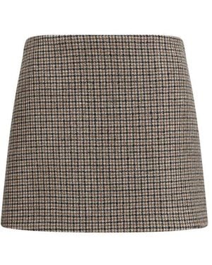 P.A.R.O.S.H. Brown Wool Oves Aries Mini Skirt - Grey