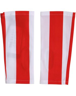 Dolce & Gabbana Red White Nylon Fingerless Wrist Length Gloves