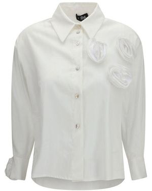 Ella White Cotton Pattern Shirt
