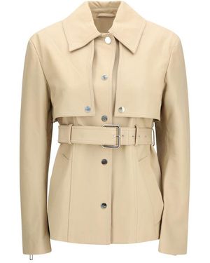 Max Mara Beige Lamb Ovis Aries Aries Leather Jacket - Natural