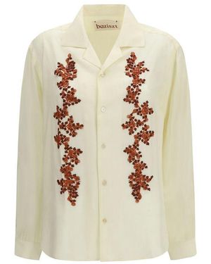 BAZISZT Bicolour Cotton Pattern Shirt - Natural