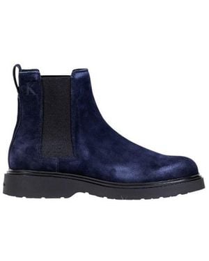 Calvin Klein Blue Suede Leather Chelsea Boots