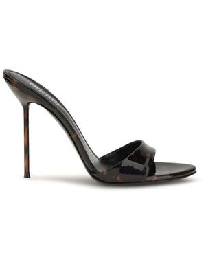 Paris Texas Black Calf Leather Bos Taurus Mules