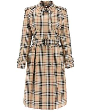 Burberry Checked Trench - Natural