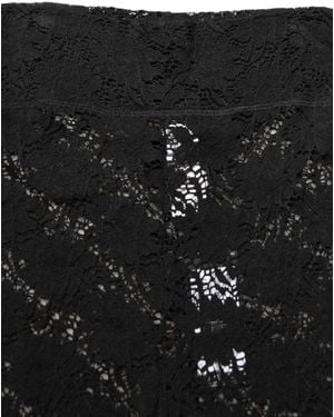Dolce & Gabbana Black High Waist Sheer Floral Lace Shorts