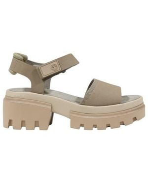 Timberland Beige Leather Platform Sandals - Metallic