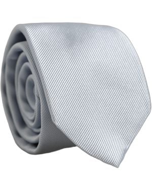Dolce & Gabbana Men Light Blue Silk Classic Adjustable Tied Necktie Tie - Gray