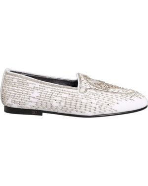 Dolce & Gabbana Silver Green Embellished Dress Loafers Shoes  display picture 1
