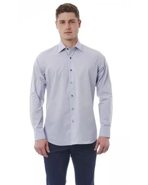 Bagutta Grey Cotton Dress Shirt - Blue