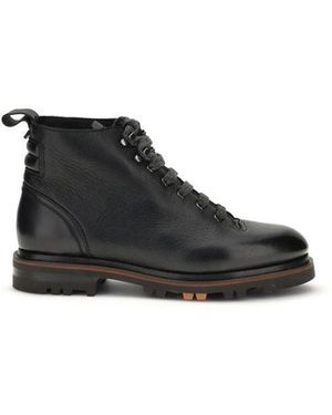 Santoni Black Calf Leather Bos Taurus Lace