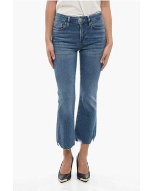 FRAME Frayed Hem Cropped Boot Cut Jeans 21cm - Blue