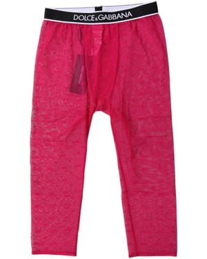 Dolce & Gabbana Fuchsia Dg Logo Nylon Cropped Tights Underwear - Red