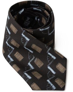 Giorgio Armani Geometric Pattern Silk Necktie - Black