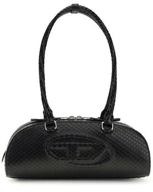 DIESEL Calf Leather Bos Taurus Shoulder Bag - Black