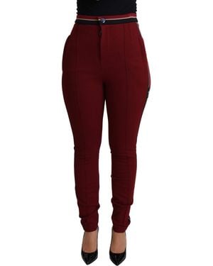Dolce & Gabbana Red Dg Star Striped Skinny Cotton Pant