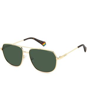 Polaroid Gold Metal Sunglasses - Green