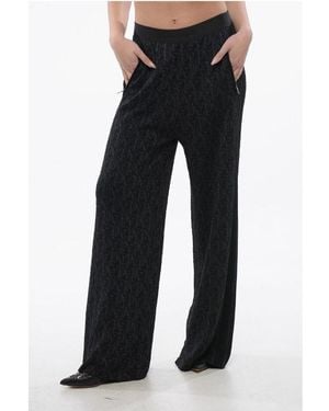 Palm Angels Monogram Lurex Pants With Elastic Waistband - Black