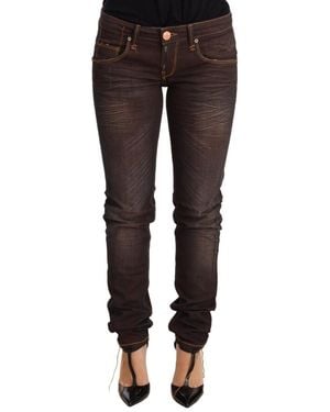 Acht Brown Washed Cotton Slim Fit Denim Low Waist Trouser Jeans - Black