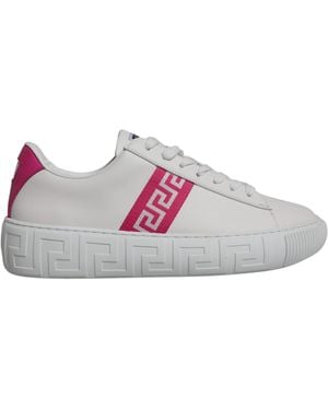 Versace Greca Print Platform Low Top Trainers Shoes - Grey