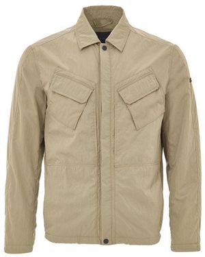 Paul & Shark Leather Biker Jacket With Hardware - Natural
