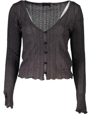 Guess Chic V-Neck Contrast Detail Cardigan - Black