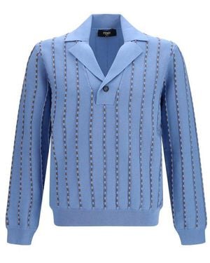 Fendi Blue Cotton Sweatshirt