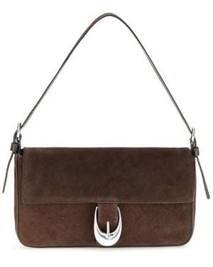 STAUD Brown Calf Leather Bos Taurus Shoulder Bag