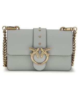 Pinko Calf Leather Bos Taurus Shoulder Bag - Grey