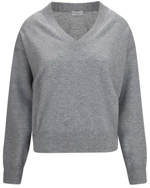 Brunello Cucinelli Grey Cashmere Jumper