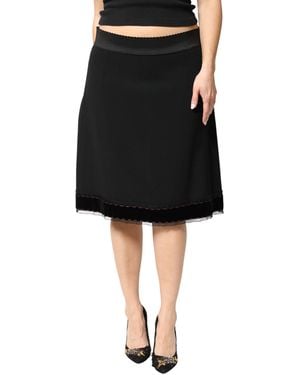 Dolce & Gabbana Mid Waist A-Line Knee Length Skirt - Black