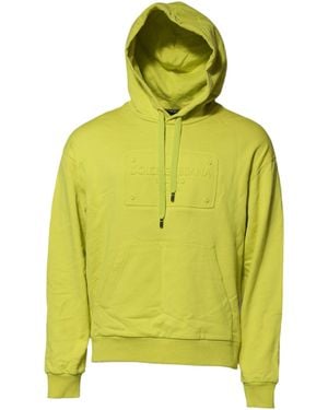 Dolce & Gabbana Green Cotton Hooded Logo Sweatshirt Sweater - Yellow