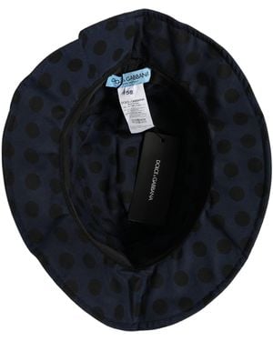 Dolce & Gabbana Blue Black Polka Dot Cotton Bucket Capello Hat