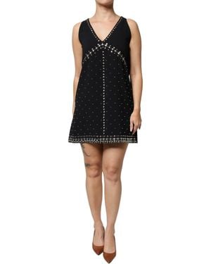 Pinko Black Embellished Polyester Sleeveless Shift A